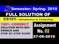 Cs101 Assignment 2 Solution Spring 2019 Step by Step Guideline