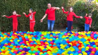 Five Kids Family Like Five Little Monkeys Jumping Into Colored Balls | Children Songs By Chiki-Piki