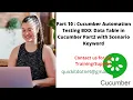 Part 9 Cucumber Automation Testing BDD Data Table in Cucumber with Scenario Keyword