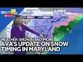 Update on the timing of the snow and amounts