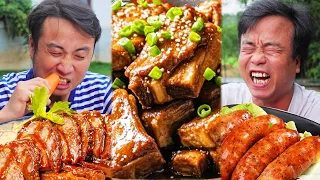 南瓜的臭手无敌了！白毛被气疯满嘴鸟语花香！究竟谁能治他？#农村美食#吃播#辣椒酱#tiktok#美食盲盒#spicy