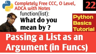 Passing List to Function in Python Hindi Passing List as Argument to Function Hello DHIRENDRA