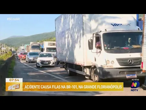 Acidente provoca congestionamentos na BR-101, região da Grande Florianópolis