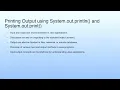 Printing Output using System out println and System out print Lecture 10 Demonstration-IV