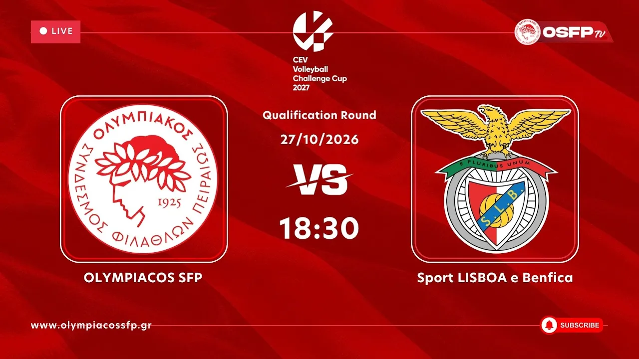Olympiacos SFP - Sport LISBOA e Benfica | Qualification Round CEV Challenge Cup Women 2026/27 2026-10-27 17:32