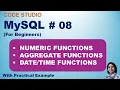 MySQL Tutorial 08 Numeric Functions Aggregate Functions Functions