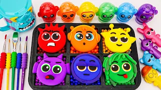 Oddly Satisfying Video 🌈 How To Make 6 Slime Sprunki From Beads Lollipop ASMR Paint Color