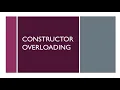 Constructor Overloading in C Lecture