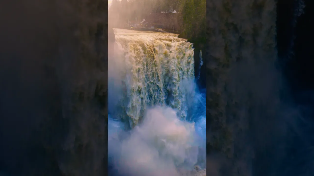Powerful Waterfall White Noise for Sleep | Snoqualmie Falls After Heavy Rain 4K Vertical (Ep 2) poster