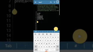 Relational operators in python python programming using mobile ide v 9 part 3