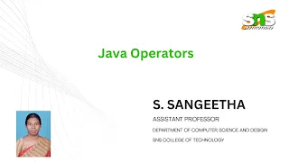 Java operators Java Programming SNS Institutions