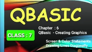 Using of Screen and Color Statements Drawing Lines Diagonally For Class 7 Chapter 6 QBasic
