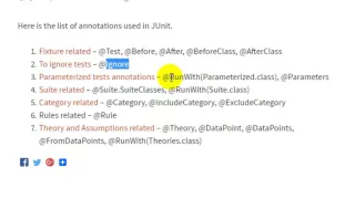 JUnit annotations