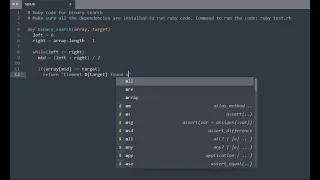 Ruby code for binary search