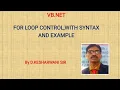 For loop control with syntax and example in VB Net By D Kesharwani sir