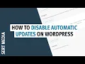 How To Disable Automatic Updates In WordPress 2020 - Disable All Automatic Updates Without A Plugin