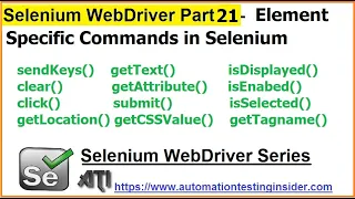 Selenium WebDriver Part21 WebDriver Commands Element Specific Commands