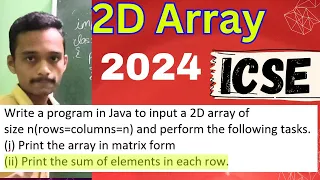 sum of rows in 2d array icse computer application specimen java computer important icse 2024