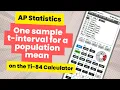 AP Stats Review How to Use Calculator for a One Sample t-Interval