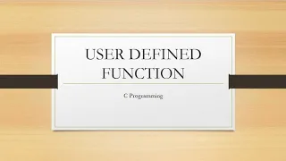 USER-DEFINED FUNCTION USING C