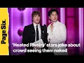 Heated Rivalry stars Hudson Williams and Connor Storrie joke about crowd seeing them naked