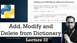 Lecture 22 How to Add Modify and Delete Data from a Dictionary in Python