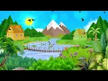 Lagu background pembelajaran animasi bergerak suasana alam,gunung,rumah,dan danau yang indah dan asri