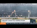 Demolition of Lineage Logistic warehouse started Tuesday in Finley