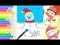 Snowman Coloring for Kids Learn Colors with Crayons Fun Winter Drawing for Children