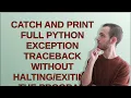 Catch and print full Python exception traceback without the program