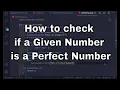 Java Program to check if a given Number is a Perfect Number