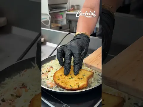 Cheesy Shrimp Skillet🦐🧀 #shorts