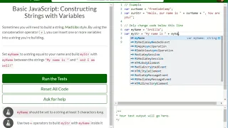 Basic JavaScript Constructing Strings with Variables free code camp Dani