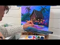 Beach Bungalow Acrylic Painting