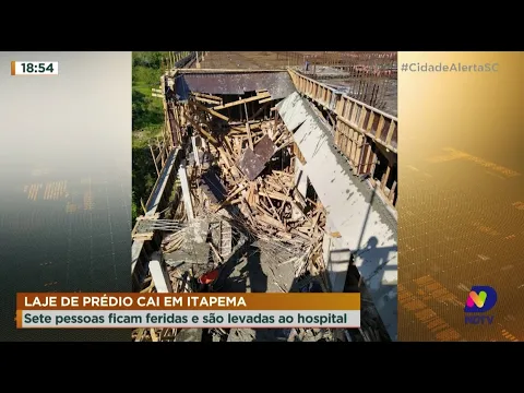 Laje de prédio cai em Itapema: sete pessoas ficam feridas e são levadas ao hospital