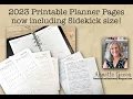 2023 Printable Planner Pages plus Sidekick Size Too