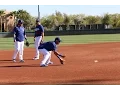 Justin Turner Alex Guerrero and Rob Segedin Work at 3B Spring Training 2016
