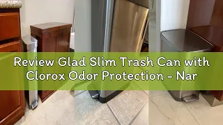 Review Glad Slim Trash Can with Clorox Odor Protection - Narrow Kitchen Garbage Bin with Soft Close