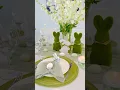 Soft Minimal Easter Table Decor Pastel Green White Spring Setup
