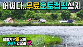 청도 새들교 금천체육공원 오토캠핑 차박 캠핑카여행 차박지 탐방, 화장실 2곳, 초록초록한 강변노지, 인근 체육시설 편의시설 썸네일