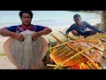 Lagu FIRE GRILLED BIG STINGRAY 😱 PULAU TERPENCIL BAKAR IKAN PARI JUMBO BUAT MAKAN DI PANTAI #part16