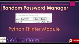 Random Password Generator Python Tkinter Module Mini Projects Coding Planet