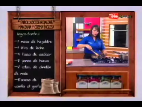 Enrollado de hojaldre, manzana y crema inglesa