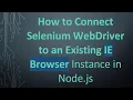 How to Connect Selenium WebDriver to an Existing IE Browser Instance in Node js