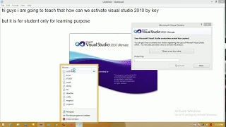 How to activate Visual Studio by key How to activate Visual Studio 2010 by key 100 working