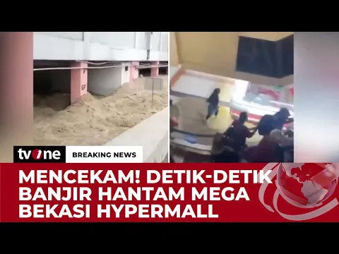 NGERI! Detik-detik Banjir Deras Menghujam Mega Bekasi Hypermall, Basement Dipenuhi Air