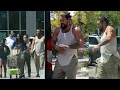 Jason Momoa goes grocery shopping at Erehwon in Calabasas with daughter Lola and her friends