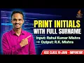 Java Program Print Initials with Full Surname ICSE String Handling Important String Programs
