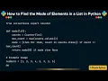How to Find the Mode of Elements in a List in Python