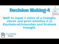 Program to check if a triangle is Equilateral Isosceles or Scalene Decision Making JAVA ICSE